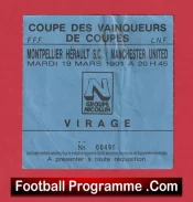 Montpellier Herault v Manchester United 1991 ECWC Match Ticket France