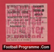 Manchester United v Manchester City 1968 – Postponed Match Ticket