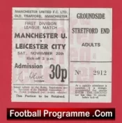 Manchester United v Leicester City 1971 – Match Tickets Man Utd