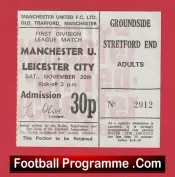 Manchester United v Leicester City 1971 – Match Tickets Man Utd