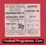 Manchester United v Coventry City 1971 – Match Ticket