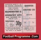 Manchester United v Coventry City 1971 – Match Ticket