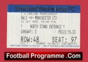 Sheffield Wednesday v Manchester United 1995 – Football Ticket