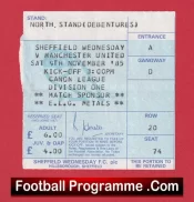 Sheffield Wednesday v Manchester United 1985 – Match Ticket