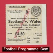 Scotland v Wales 1978 – Match Ticket Hampden Park Glasgow