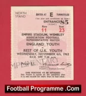 England Youth v Rest Of The UK 1963 – Match Ticket Wembley