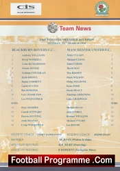 Blackburn Rovers v Manchester United 1999 Treble Season Reserves