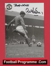 Manchester United Alex Stepney Autograph Signed Picture Postcard Man Utd