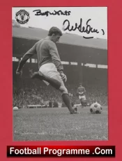 Manchester United Alex Stepney Autograph Signed Picture Postcard Man Utd
