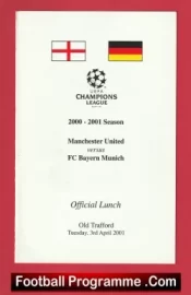 Manchester United v Bayern Munich 2001 – Official Man Utd Menu