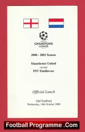 Manchester United v PSV Eindhoven 2000 – Official Man Utd Menu