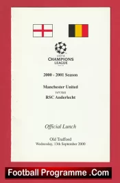 Manchester United v RSC Anderlecht 2000 – Official Man Utd Menu