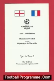 Manchester United v Olympique Marseille 1999 – Official Man Utd Menu