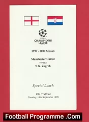 Manchester United v NK Zagreb 1999 – Official Man Utd Menu