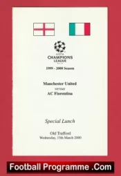 Manchester United v AC Fiorentina 2000 – Official Man Utd Menu