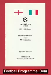 Manchester United v AC Fiorentina 2000 – Official Man Utd Menu