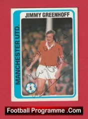 Manchester United Jimmy Greenhoff Autographed Signed Football Card Man Utd