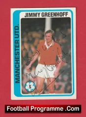 Manchester United Jimmy Greenhoff Autographed Signed Football Card Man Utd
