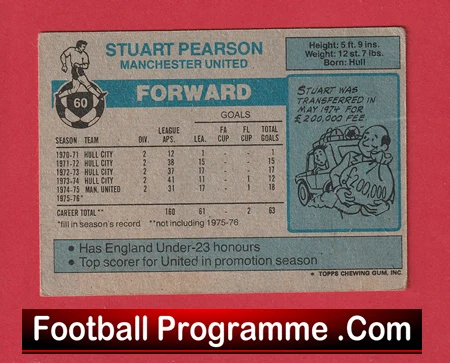 Manchester United Stewart Pearson Autographed Signed Football Card - Image 3