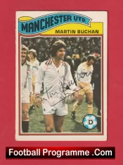 Manchester United Martin Buchan Autographed Signed Football Card Man Utd