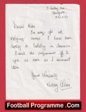 Manchester United Nobby Stiles Hand Written Letter + Programme 1968