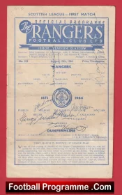 Glasgow Rangers v Dunfermline Athletic 1964 – Multi Signed + Alex Ferguson