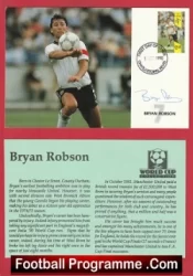 Manchester United Bryan Robson Autographed Signed FDC 1990 World Cup