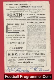 Newport Rugby v Cardiif 1951 – Rugby Programme