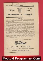 Newport Rugby v Watsonians 1952 – 1950s Rugby Programme