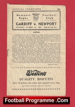  Newport Rugby v Crosskeys 1956 - Rugby Programme Football Programme .COM Football Programmes Memorabilia