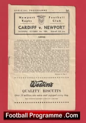 Newport Rugby v Cardiff 1952 – Rugby Programmes