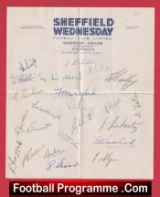 Sheffield Wednesday Football Club Multi Autographed Signed Sheet 1948 1949