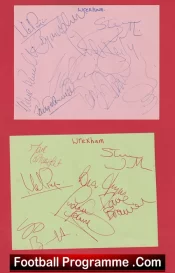 Wrexham Football Club Multi Autographed Signed Sheet 1990s