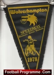 Wolverhampton Speedway Pennant Flag 1978 Wolves Monmore Green