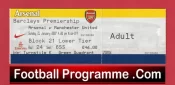 Arsenal v Manchester United 2007 – Football Match Ticket