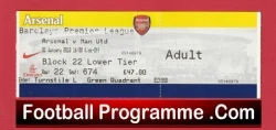 Arsenal v Manchester United 2010 - Match Ticket - football memorabilia