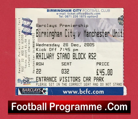 Birmingham City v Manchester United 2005 - Football Ticket - Image 2