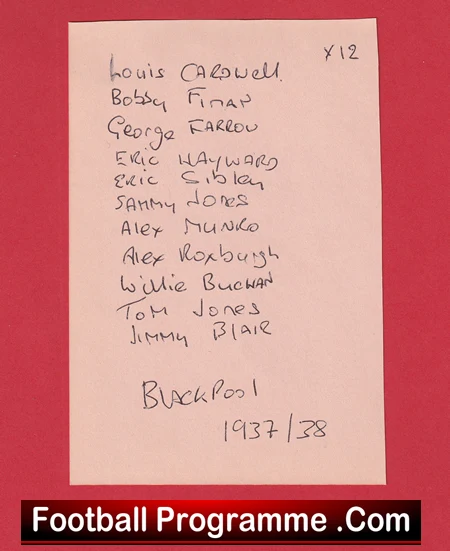 Blackpool Football Club Multi Autographed Signed Sheet 1937 1938 - Image 3