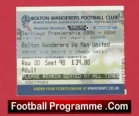 Bolton Wanderers v Manchester United 2006 – Football Ticket