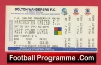 Bolton Wanderers v Manchester United 1997 – Match Ticket