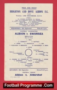Brighton Hove Albion v Swansea City 1948 – Single Sheet