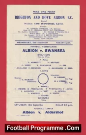 Brighton Hove Albion v Swansea City 1948 – Single Sheet