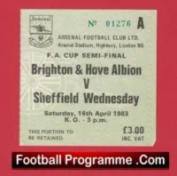 Brighton Hove v Sheffield Wednesday 1983 – FA Cup Semi Final Ticket