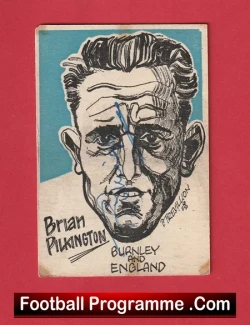 Burnley Bury Bolton Brian Pilkington Autograph Signed Card - football programme
