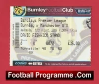 Burnley v Manchester United 2009 – Match Ticket