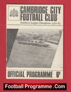 Cambridge City v Barnet 1965 - football programme