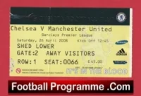 Chelsea v Manchester United 2008 – Match Ticket
