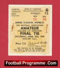 Crook Town v Barnet 1959 Amateur Cup Final Wembley Match Ticket