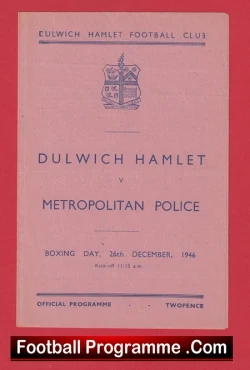 Dulwich Hamlet v Metropolitan Police 1946 - 1940s Programme - football programme