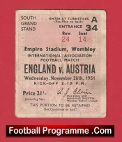England v Austria 1951 – Football Match Ticket